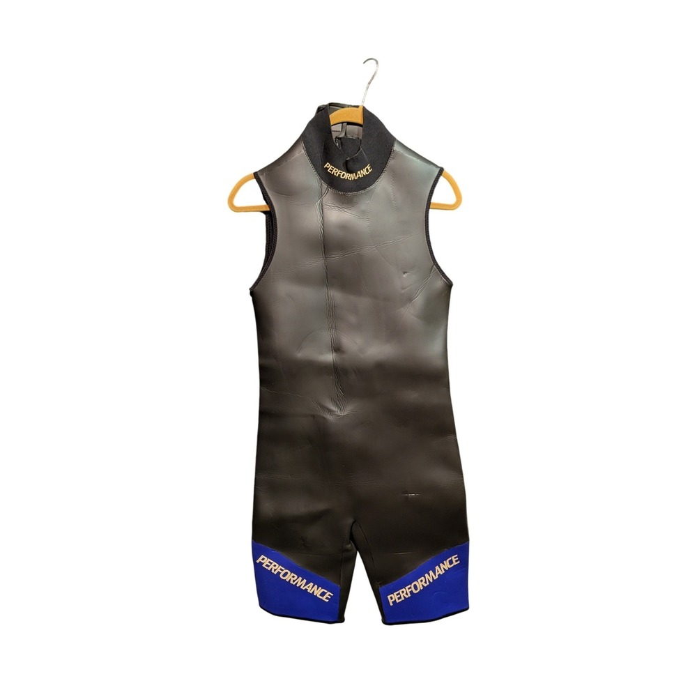 Performance Sleeveless Shorty Wetsuit Black Blue Smoothskin Back Zip Triathlon